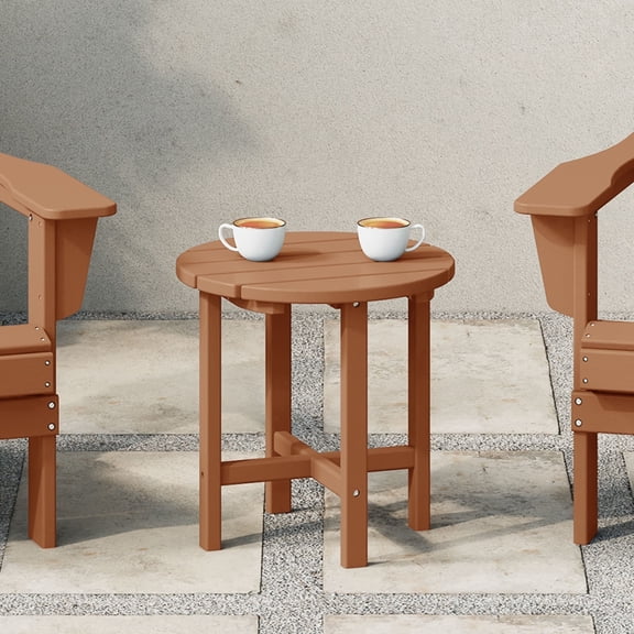 WestinTrends Malibu Outdoor Side Table – All-Weather Poly Lumber Adirondack Round Patio End Table, Teak