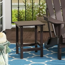 WestinTrends Outdoor Side Table, All Weather Poly Lumber Adirondack Small Patio Table Square End Table for Pool Balcony Deck Porch Lawn Backyard, Dark Brown