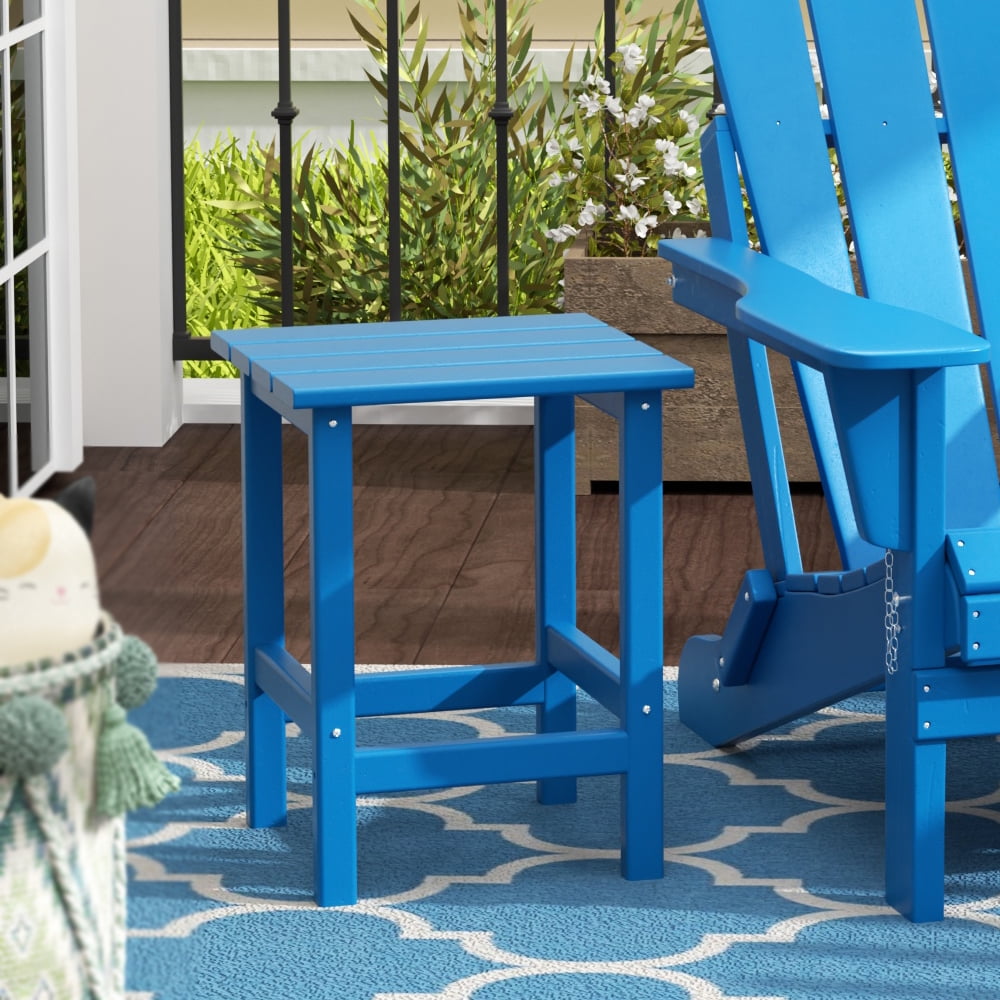 Pacific Blue Square HDPE Adirondack Side Table