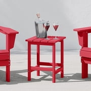 WestinTrends Outdoor Side Table, All Weather Poly Lumber Adirondack Small Patio Table Square End Table for Pool Balcony Deck Porch Lawn Backyard, Red