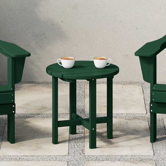 WestinTrends Outdoor Side Table, All Weather Poly Lumber Adirondack Small Patio Table Round End Table for Pool Balcony Deck Porch Lawn Backyard, Dark Green