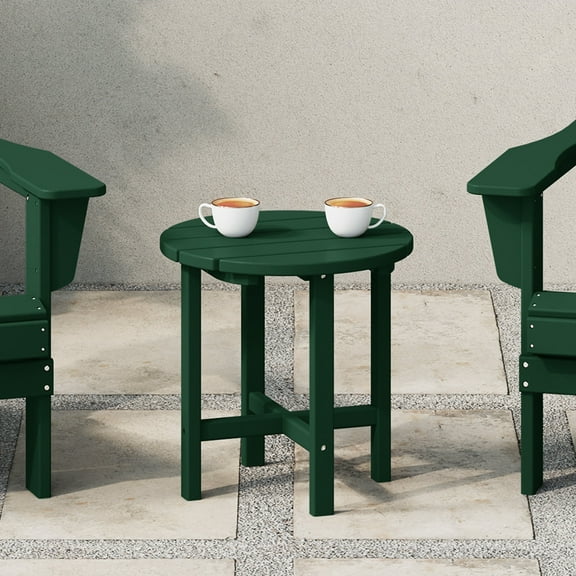 WestinTrends Outdoor Side Table, All Weather Poly Lumber Adirondack Small Patio Table Round End Table for Pool Balcony Deck Porch Lawn Backyard, Dark Green