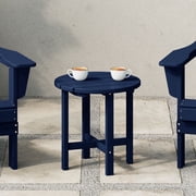 WestinTrends Malibu Outdoor Side Table   All-Weather Poly Lumber Adirondack Round Patio End Table, Navy Blue