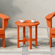 WestinTrends All-Weather Poly Lumber Adirondack Outdoor Side Table, Round End Table for Patio, Orange