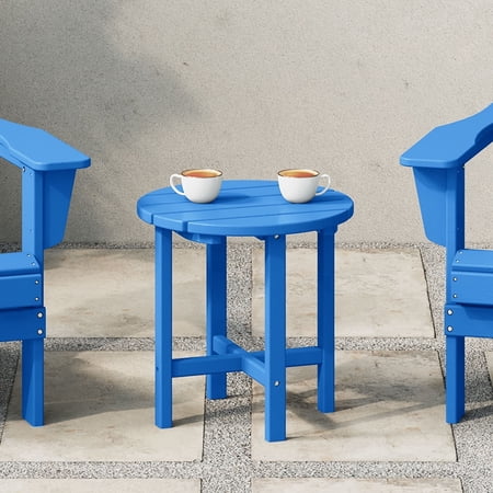WestinTrends Malibu Outdoor Side Table – All-Weather Poly Lumber Adirondack Round Patio End Table, Pacific Blue