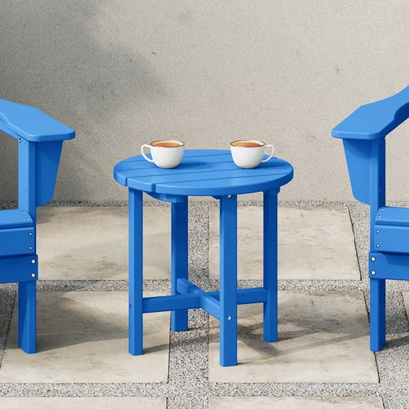 WestinTrends Malibu Outdoor Side Table – All-Weather Poly Lumber Adirondack Round Patio End Table, Pacific Blue
