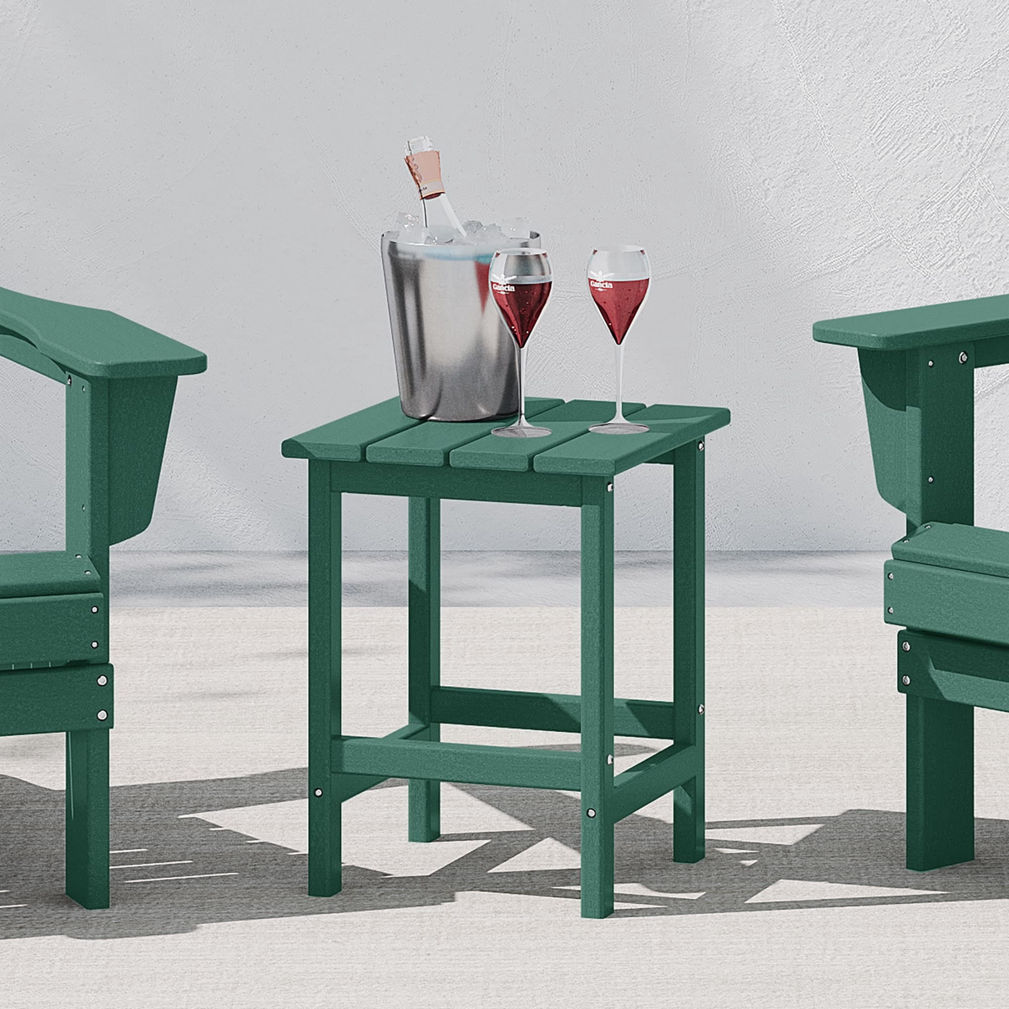 WestinTrends Outdoor Side Table, All Weather Poly Lumber Adirondack Small Patio Table Square End Table for Pool Balcony Deck Porch Lawn Backyard, Dark Green