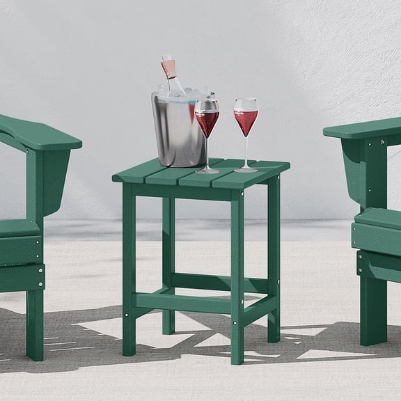 WestinTrends Outdoor Side Table, All Weather Poly Lumber Adirondack Small Patio Table Square End Table for Pool Balcony Deck Porch Lawn Backyard, Dark Green