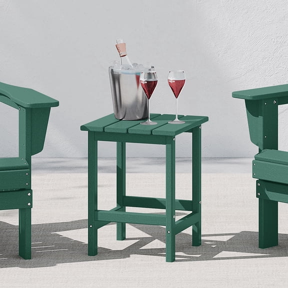 WestinTrends Outdoor Side Table, All Weather Poly Lumber Adirondack Small Patio Table Square End Table for Pool Balcony Deck Porch Lawn Backyard, Dark Green