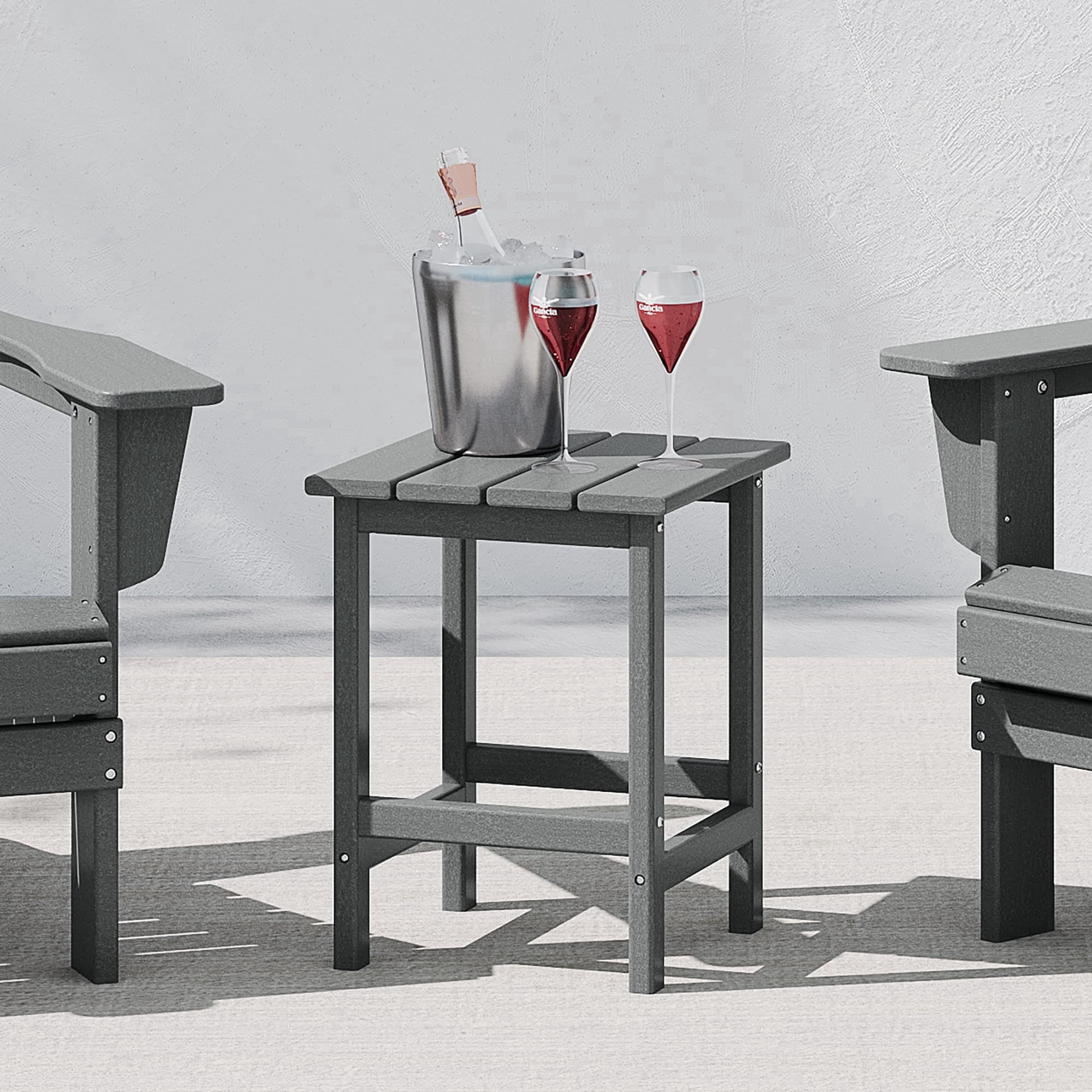 WestinTrends Outdoor Side Table, All Weather Poly Lumber Adirondack Small Patio Table Square End Table for Pool Balcony Deck Porch Lawn Backyard, Gray