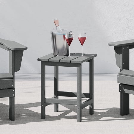 WestinTrends Outdoor Side Table, All Weather Poly Lumber Adirondack Small Patio Table Square End Table for Pool Balcony Deck Porch Lawn Backyard, Gray