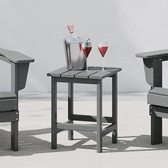 WestinTrends Outdoor Side Table, All Weather Poly Lumber Adirondack Small Patio Table Square End Table for Pool Balcony Deck Porch Lawn Backyard, Gray