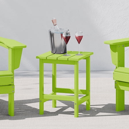 WestinTrends Outdoor Side Table, All Weather Poly Lumber Adirondack Small Patio Table Square End Table for Pool Balcony Deck Porch Lawn Backyard, Lime