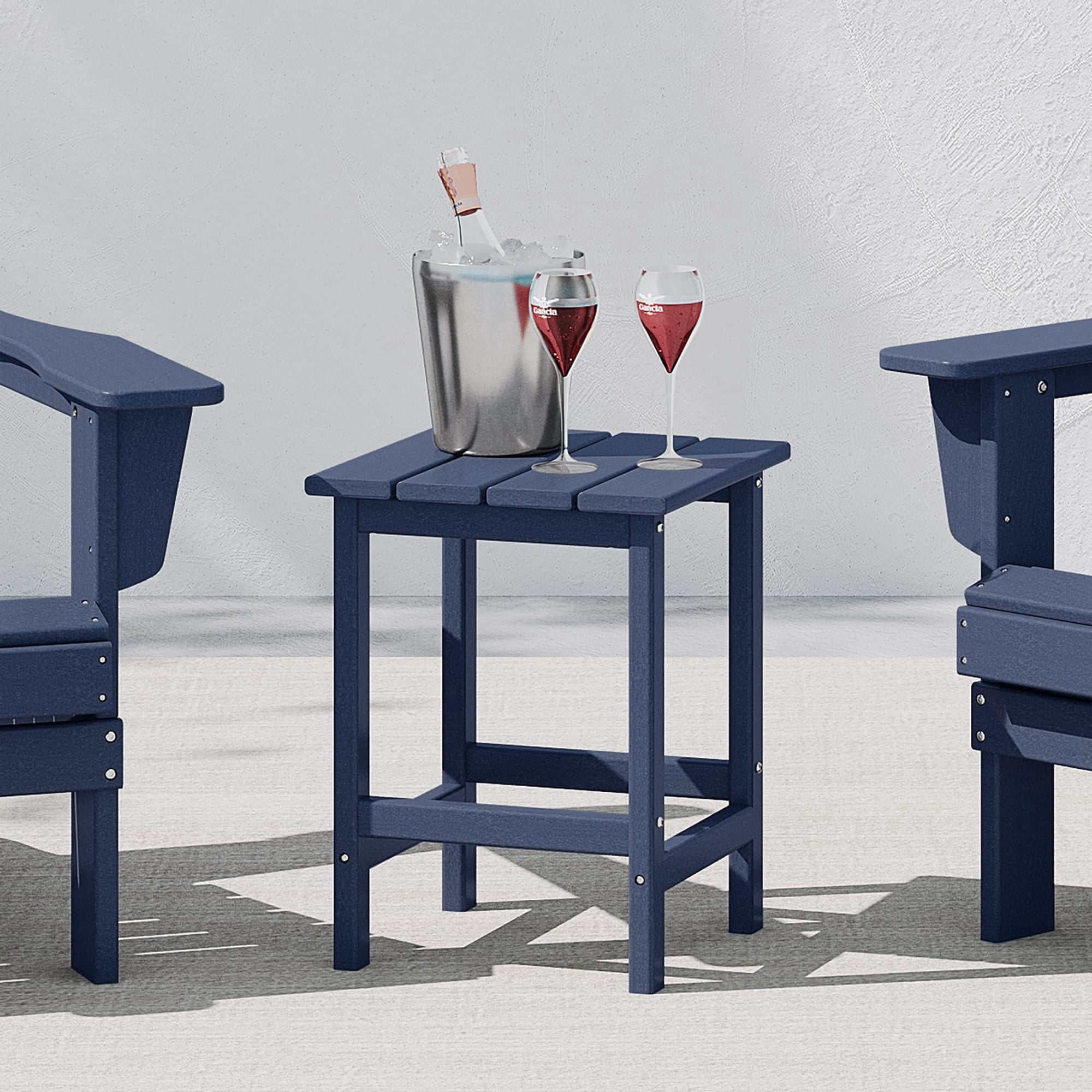 WestinTrends Outdoor Side Table, All Weather Poly Lumber Adirondack Small Patio Table Square End Table for Pool Balcony Deck Porch Lawn Backyard, Navy Blue (14"L x 14"W x 18.5"H)