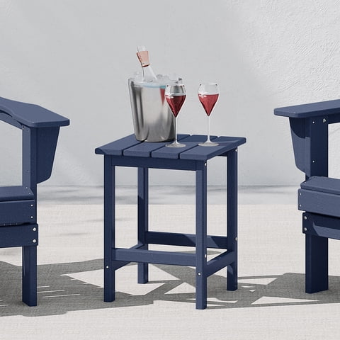 WestinTrends Outdoor Side Table, All Weather Poly Lumber Adirondack Small Patio Table Square End Table for Pool Balcony Deck Porch Lawn Backyard, Navy Blue (14"L x 14"W x 18.5"H)