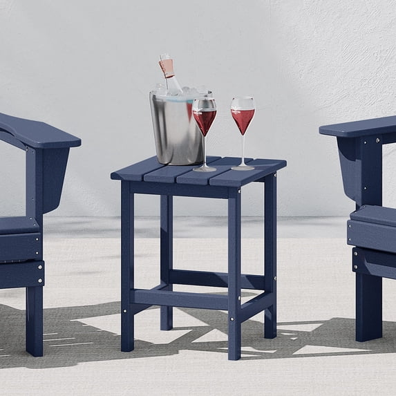 WestinTrends Outdoor Side Table, All Weather Poly Lumber Adirondack Small Patio Table Square End Table for Pool Balcony Deck Porch Lawn Backyard, Navy Blue (14"L x 14"W x 18.5"H)