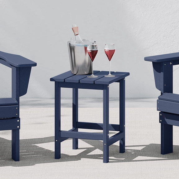 WestinTrends Outdoor Side Table, All Weather Poly Lumber Adirondack Small Patio Table Square End Table for Pool Balcony Deck Porch Lawn Backyard, Navy Blue (14"L x 14"W x 18.5"H)