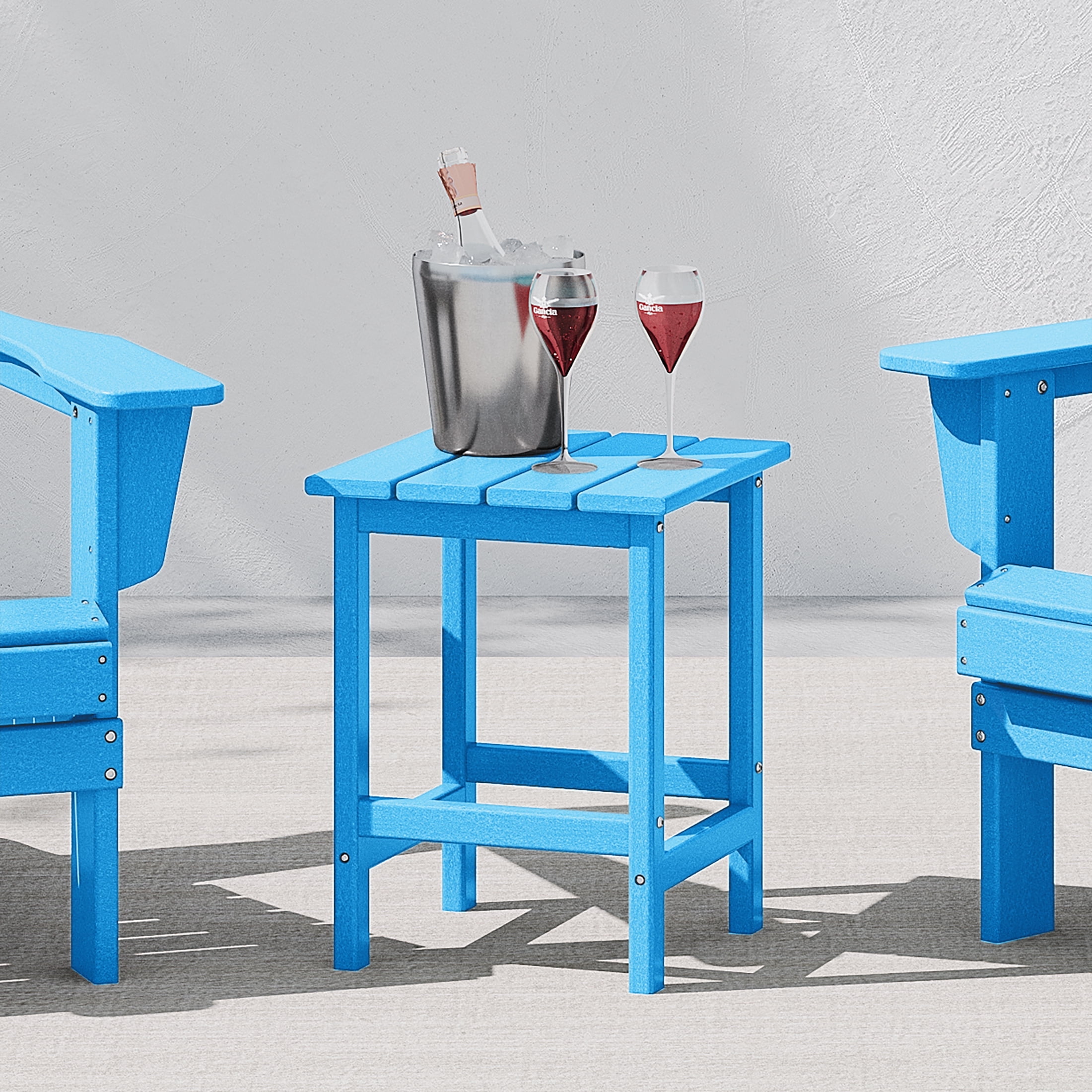 Pacific Blue Square HDPE Adirondack Side Table