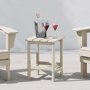WestinTrends Outdoor Side Table, All Weather Poly Lumber Adirondack Small Patio Table Square End Table for Pool Balcony Deck Porch Lawn Backyard, Sand