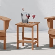 WestinTrends Outdoor Side Table, All Weather Poly Lumber Adirondack Small Patio Table Square End Table for Pool Balcony Deck Porch Lawn Backyard, Teak