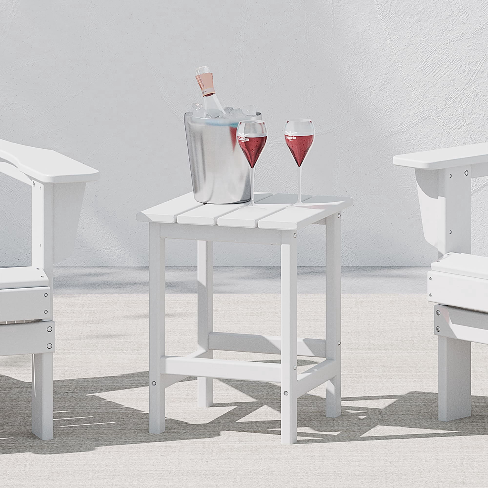WestinTrends Outdoor Side Table, All Weather Poly Lumber Adirondack Small Patio Table Square End Table for Pool Balcony Deck Porch Lawn Backyard, White - Walmart.com