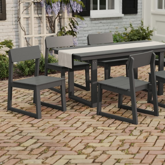 WestinTrends Paloma Modern HDPE Outdoor Armless Patio Dining Chairs (Set of 2), Gray