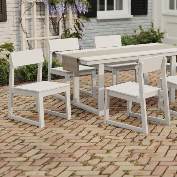 WestinTrends Paloma Modern HDPE Outdoor Armless Patio Dining Chairs (Set of 2), White