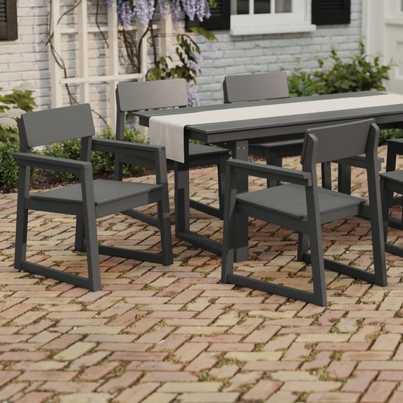 WestinTrends Paloma Modern HDPE Outdoor Patio Dining Arm Chairs (Set of 2), Gray