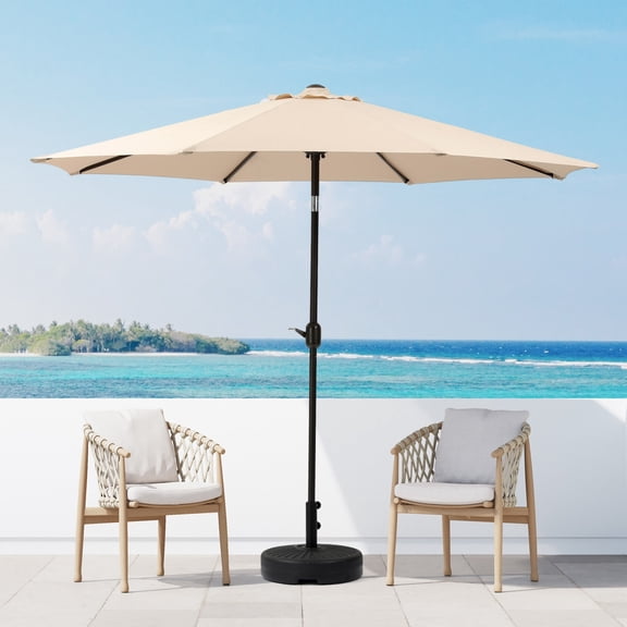 WestinTrends Paolo 9 Ft Outdoor Umbrella, Patio Shade Market Table Umbrella with Push Button Tilt and Easy Open Crank, Beige