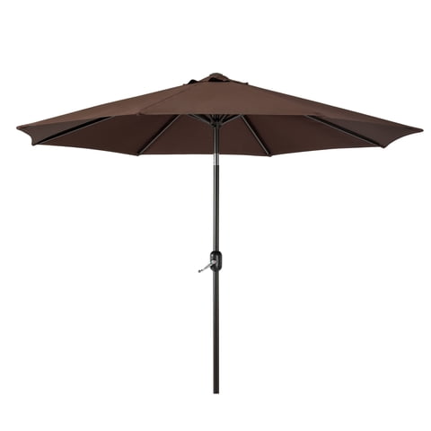 WestinTrends Paolo 9 Ft Outdoor Umbrella, Patio Shade Market Table Umbrella with Push Button Tilt and Easy Open Crank, Coffee