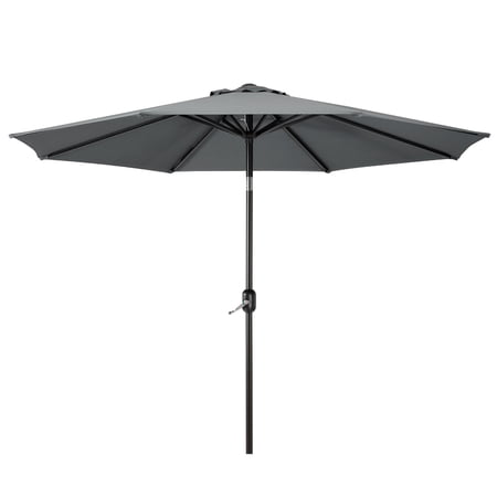 WestinTrends Paolo 9 Ft Outdoor Umbrella, Patio Shade Market Table Umbrella with Push Button Tilt and Easy Open Crank, Gray