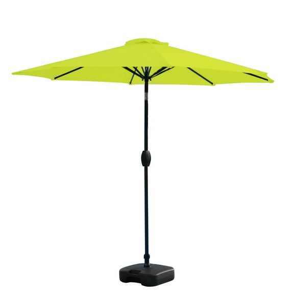 WestinTrends Paolo 9 Ft Outdoor Umbrella with Base Included, Market Table Umbrella with 18 Inch Fillable Square Base, Lime Green