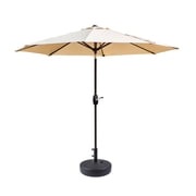 WestinTrends Paolo 9 Ft Patio Umbrella with Base Included, Market Table Umbrella with 20 Inch Fillable Black Round Base, Beige