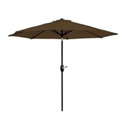 WestinTrends Paolo 9 Ft Patio Umbrella with Base Included, Market Table Umbrella with 20 Inch Fillable Black Round Base, Coffee