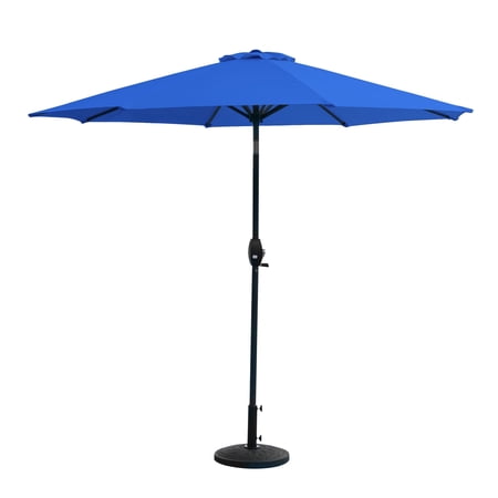 WestinTrends Paolo 9 Ft Patio Umbrella with Base Included, Market Table Umbrella with 20 Inch Fillable Bronze Round Base, Coffee