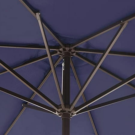 WestinTrends Paolo 9 Ft Patio Umbrella with Base Included, Market Table Umbrella with 20 Inch Fillable Bronze Round Base, Navy Blue