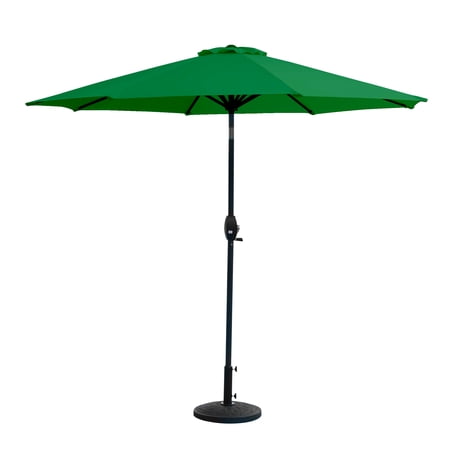 WestinTrends Paolo 9 Ft Patio Umbrella with Base Included, Market Table Umbrella with with 30 Pound Solid Decorative Round Concrete Base, Dark Green