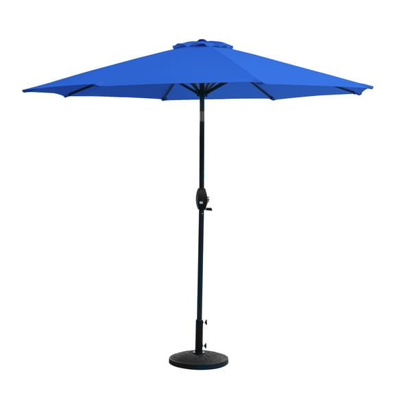 WestinTrends Paolo 9 Ft Patio Umbrella with Base Included, Market Table Umbrella with with 30 Pound Solid Decorative Round Concrete Base, Royal Blue