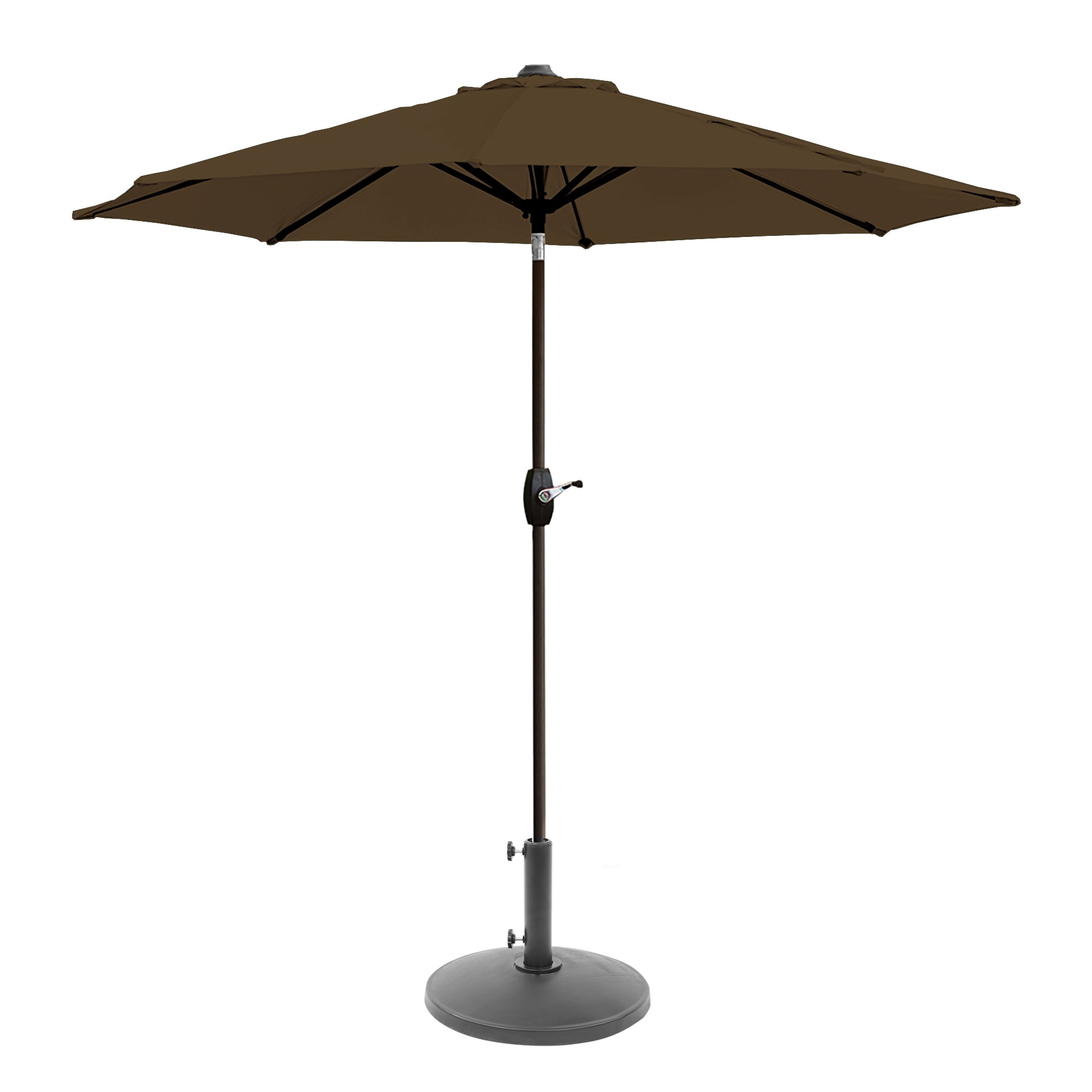 WestinTrends Paolo 9 Ft Patio Umbrella with Base Included, Market Table Umbrella with with 30 Pound Solid Round Concrete Base, Coffee