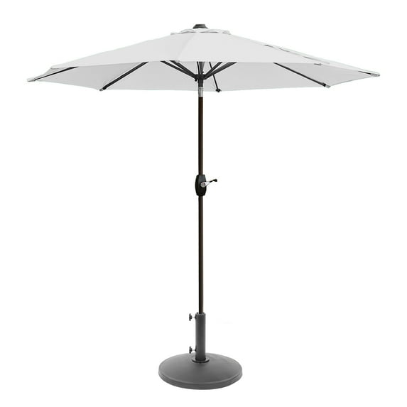 WestinTrends Paolo 9 Ft Patio Umbrella with Base Included, Market Table Umbrella with with 30 Pound Solid Round Concrete Base, White