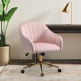 thumbnail image 1 of WestinTrends Phoebe Upholstered Velvet Swivel Vanity Office Chair With Wheels, Pink, 1 of 17