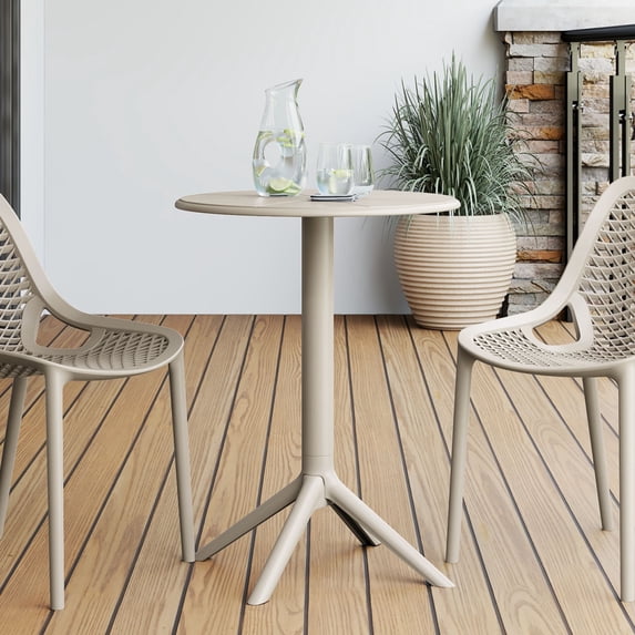 WestinTrends Playa 23.5" Outdoor Polypropylene Resin Round Patio Bistro Dining Table for 2, Sand