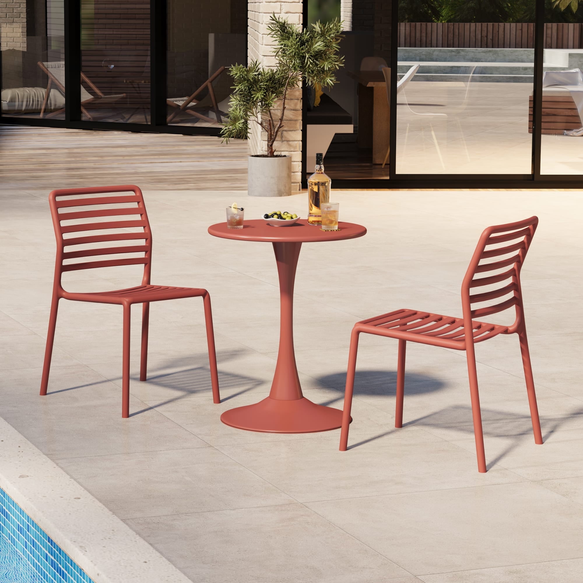 WestinTrends Playa 3-Piece Outdoor Metal Round Dining Table Set With