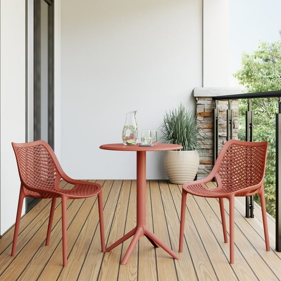 WestinTrends Playa 3-Piece Outdoor Resin Patio Bistro Set with Stackable Patio Dining Side Chairs, Red