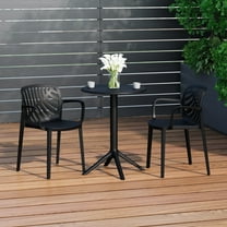 WestinTrends Playa 3-Piece Outdoor Resin Patio Bistro Table Set with Stackable Patio Dining Side Chairs For 2, Black