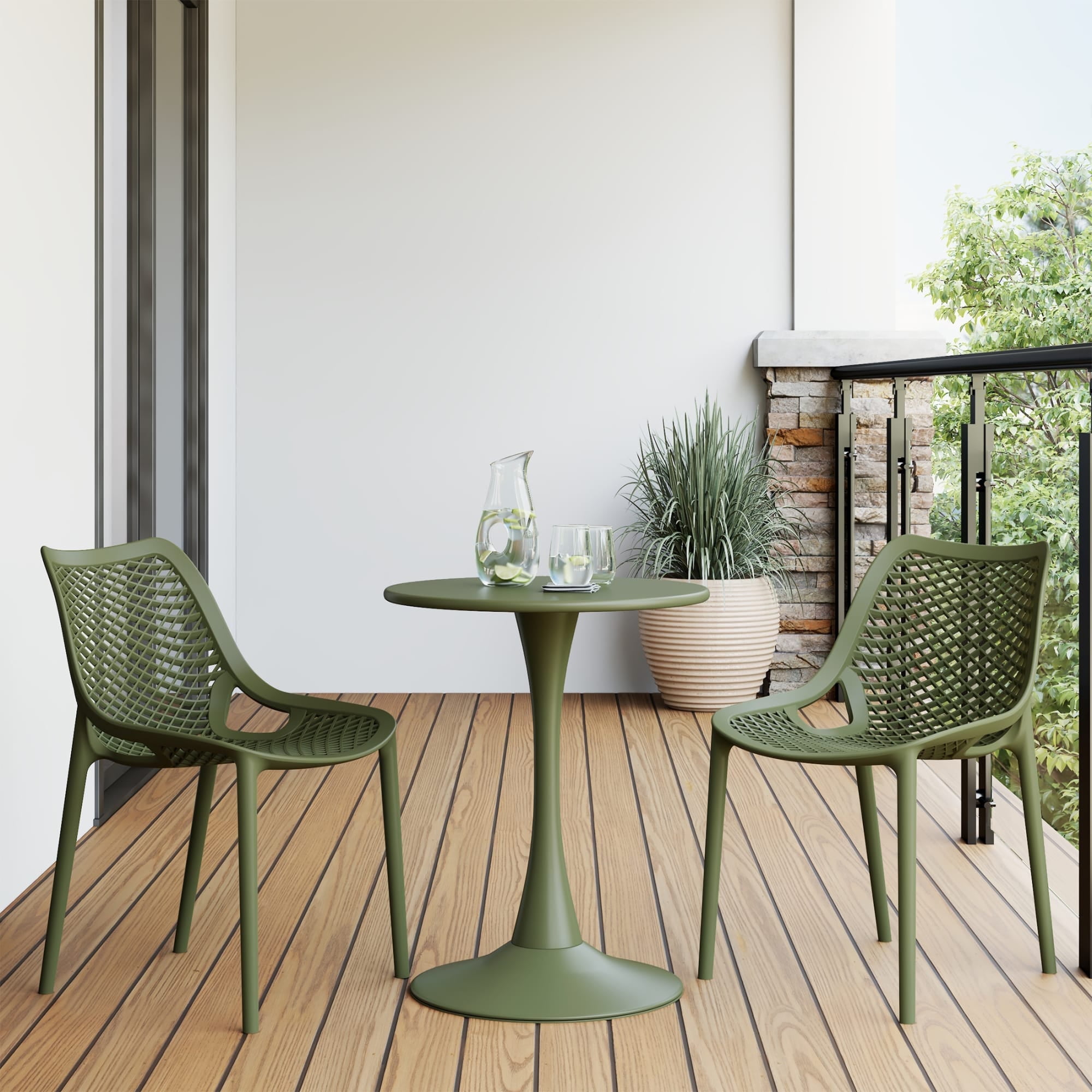 WestinTrends Playa 3-Piece Outdoor Round Metal Dining Table Set And ...