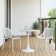 thumbnail image 1 of WestinTrends Playa 3-Piece Outdoor Round Metal Dining Table Set And Stackable Resin Patio Dining Side Chairs, White, 1 of 14