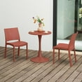 thumbnail image 1 of WestinTrends Playa 3-Piece Outdoor Round Metal Patio Dining Table Set With Stackable Patio Dining Side Chairs, Red, 1 of 14
