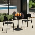 thumbnail image 1 of WestinTrends Playa 3-Piece Outdoor Round Metal Patio Dining Table Set With Stackable Resin Patio Side Chairs, Black, 1 of 14