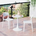 thumbnail image 1 of WestinTrends Playa 3-Piece Round Metal Bistro Dining Table Set And Stackable Resin Patio Dining Side Chairs, White, 1 of 14